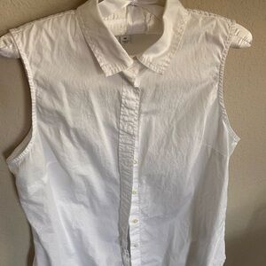 J Crew women sleeveless white cotton blouse size M